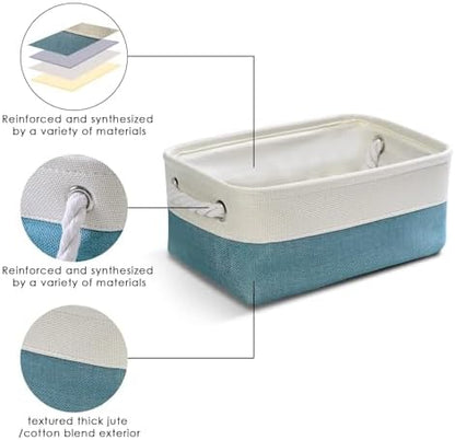 Organization and Storage Basket for Organizing - 12X8X5.2 inch 6 Pack Fabric Cube Storage Bin Collapsible Baskets for Shelves, Storage Box for Cloth Decorative room (White & Green) - Image 4