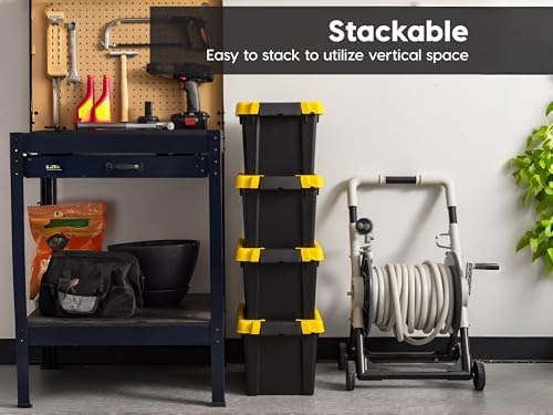 5 Gal Heavy Duty Storage Bins with Lids, Stackable Totes 4 Pack - Image 5