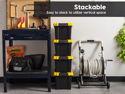 5 Gal Heavy Duty Storage Bins with Lids, Stackable Totes 4 Pack - Image 5