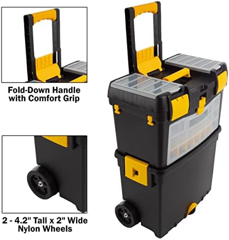 Rolling Tool Box with Wheels, Foldable Comfort Handle, and Removable Top – Toolbox Organizers and Storage by Stalwart - Image 5