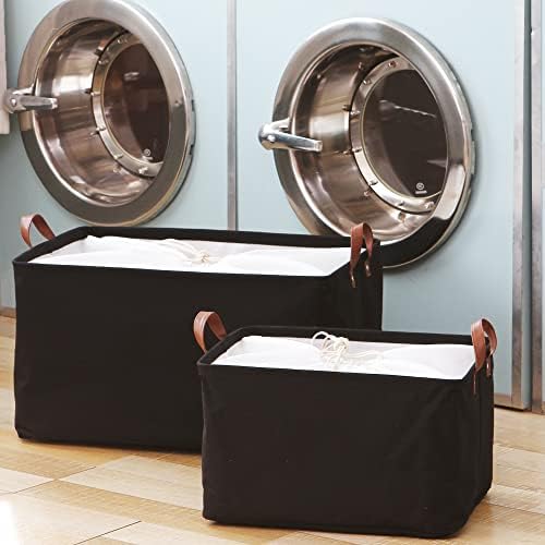 Hinwo 31L Large Canvas Storage Bin with Lid and Handles - Image 3