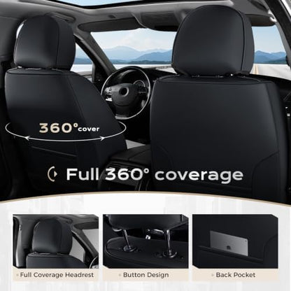 Coverado Front Seat Covers, Leather Car Seat Covers Luxury Automotive Seat Covers for Cars, Waterproof Car Seat Protectors Car Seat Cushion Universal Fit for Most Cars Trucks SUV Vehicles, Black&Gray - Image 3