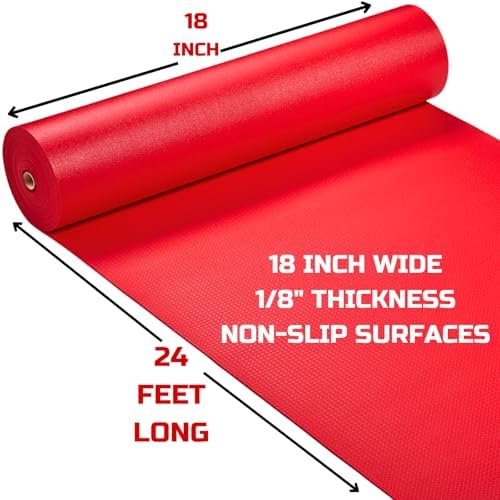 ONREVA Tool Box Liner 18 inch wide x 24 ft Large, Thick Heavy Duty Toolbox Drawer Liners, Rolling Tool Chest Foam Mat, Shelf Rubber Mat, Non-slip Organizer Pad for Cabinet Workbench, Red - Image 2