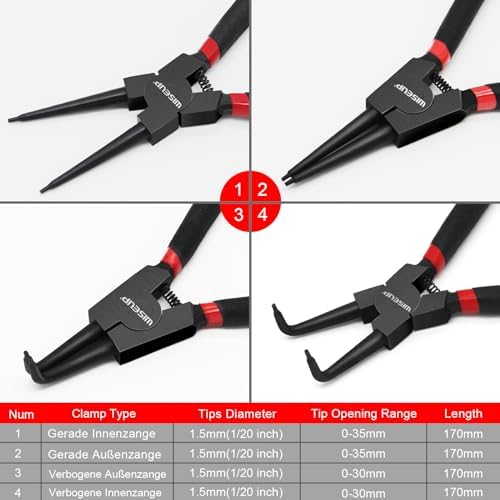 WISEUP Snap Ring Pliers Set, Heavy Duty 4PCS-7 inch Circlip Pliers Kit - Image 5