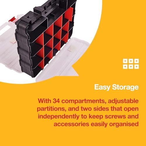 Amtech S6463 Double-Sided Storage Organiser Screw, Assortment Box for Hardware, 34 Adjustable Compartments, Durable Plastic Construction, 32 x 26 x 8cm - Image 5