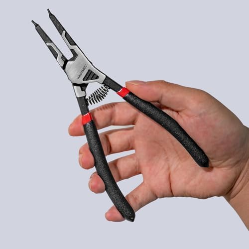 HAUTMEC 4PCS Snap Ring Pliers Set, 7" Heavy Duty Internal/External Circlip Pliers with Straight & 90° Bent Tips, for Automotive & Machinery HT0280 - Image 5