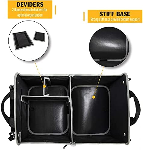 Tahoe Trails 23" Foldable Trunk Organizer for Car Storage, Reinforced Base Plates, Non Slip Bottom, Securing Straps, 11 External Pockets, 2 Pack, Black - Image 5