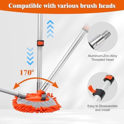 12FT Car Wash Brush with Long Handle, RV Wash Brush with Soft Chenille Microfiber Mop, Mitt and Windows Squeegee, Extendable Cleaning Kit for Truck, Boat or House Siding Ceiling, 5Pack - Image 3