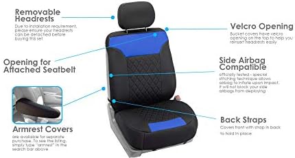FH Group Car Seat Cover Cushion - 2 Pack Seat Covers for Cars Trucks SUV, Blue Black Neosupreme Car Seat Cushions, Car Seat Cover Cushion, Universal Fit Car Seat Protector - Image 3