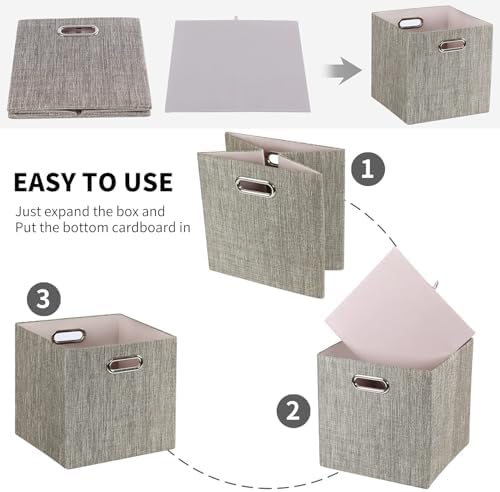 Posprica Storage Bins,11×11 Foldable Storage Cubes Boxes Container Closet Organizer Shelf Cabinet Bookcase,Thick Fabric Drawer Container - 4pcs,Coffee - Image 6