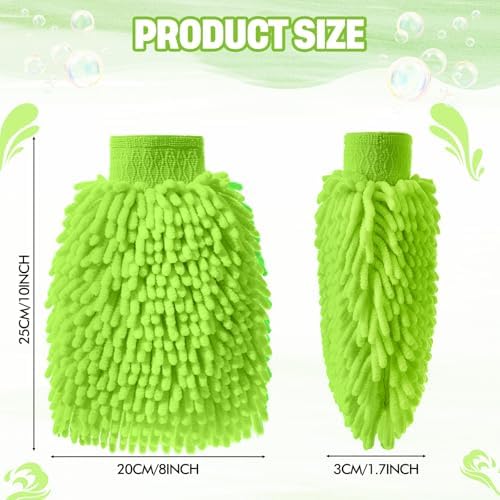 24 Pack Car Wash Mitts Bulk Microfiber Wash Mitts, Lime Green - Image 2