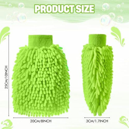 24 Pack Car Wash Mitts Bulk Microfiber Wash Mitts, Lime Green - Image 2
