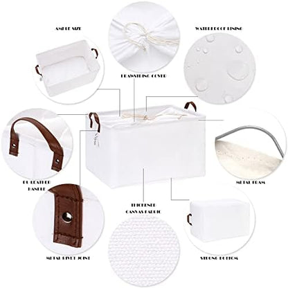 Hinwo 2-Pack Extra Large Canvas Fabric Storage Baskets with Handles, 70L Oversized Storage Bins, Collapsible Storage Box, Clothes, Toys, Blankets Organizers, 22 x 15 x 13 inches, (White) - Image 5