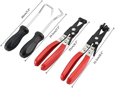 4Pcs Hose Clamp Plier Set, Including 2Pcs Cross Slotted and Flat Band Hose Hose Clamp Plier with 2Pcs Hose Removal Hook Set Perfect for Hose Installations of Low Radiators - Image 2