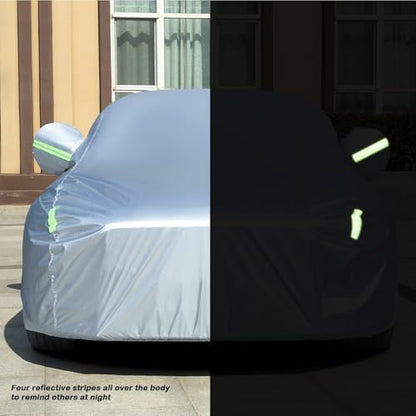 Tecoom Light Shell Waterproof UV-Proof Windproof Design Car Cover with Zipper Storage and Lock for All Weather Indoor Outdoor Fit Sedan 170-190 Inches Length - Image 6