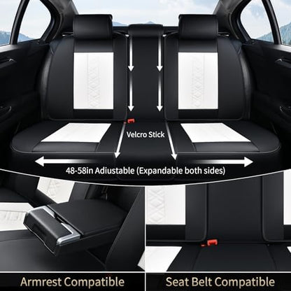 FLORICH Seat Covers, Atomutive Car Seat Covers Full Sets, Waterproof Seat Cover for Cars, Luxury Leather Universal Seat Cover Accessories Fit for Most Cars SUV Truck Sedans(White) - Image 3