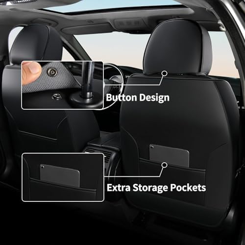 FLORICH 2pcs Car Seat Covers Front Set, Black Car Seat Cover, Breathable Premium Leather Seat Covers, Automotive Vehicle Seat Covers for Cars Trucks Vans SUVs Sedans (2 Packs, Black) - Image 4