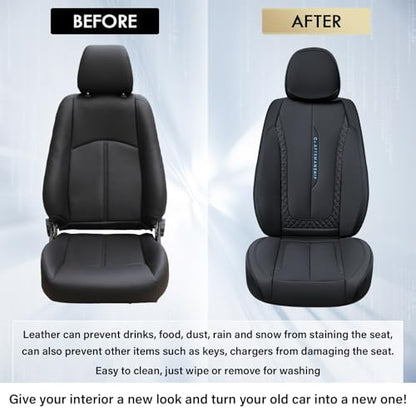 Coverado Car Seat Cover Front Seat, Black Seat Covers Front Seats, Nappa Leather Waterproof, Car Seat Cushion, Car Seat Protector Universal Fit Most Cars - Image 6