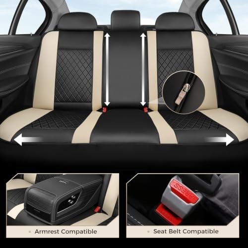 Coverado Car Seat Covers Full Set, Automotive Front and Rear Seat Covers with Backrest, Nappa Leather Car Seat Protectors Waterproof, Universal for Most Vehicles - Image 6
