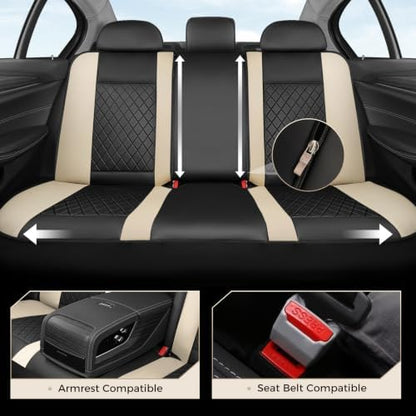 Coverado Car Seat Covers Full Set, Automotive Front and Rear Seat Covers with Backrest, Nappa Leather Car Seat Protectors Waterproof, Universal for Most Vehicles - Image 6