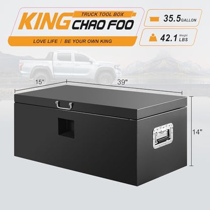 39" Truck Tool Box,Heacy Duty Metal Storage Organizer with Strong locking tongue,Trailer Tongue Box with Safe Hinge, for Truck,Pickup,RV,Garage,Best gift for family and friend,Black Power Coating - Image 7