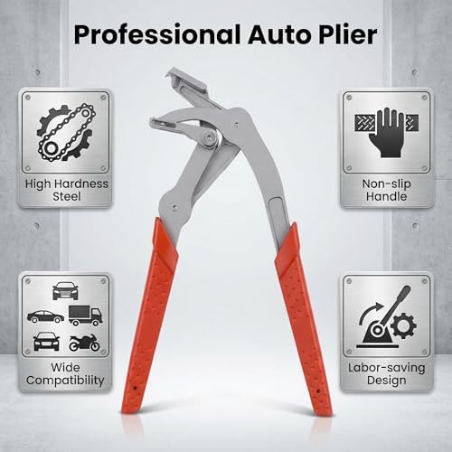 Car Clip Pliers, Auto Fastener Rivet Remover Tool, Spring-Loaded Panel Clip Removal Pliers for Car Door Panel Dashboard Interior Maintenance, 7 Inch - Image 3