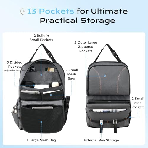 Coverado Backseat Car Organizer, Heavy-Duty Durable Dual-Way Use Car Back Seat Organizer Waterproof with Reinforced Pockets, Zipper Closure Design, Protect Valuables from Spills, Keeps Car Tidy - Image 2