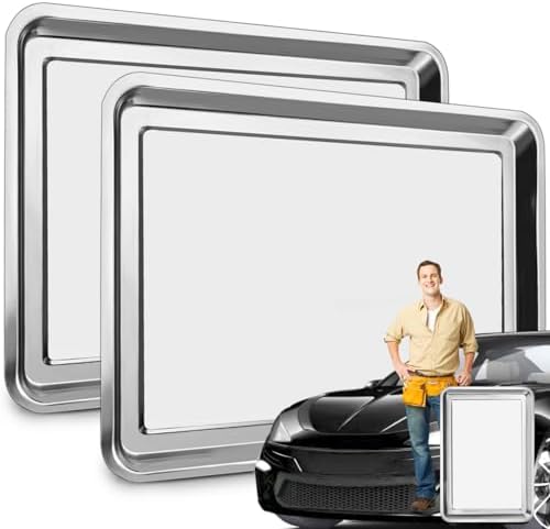 2 Pack Stainless Steel Oil Drip Pan, 27''L x 19''W by Nagpew