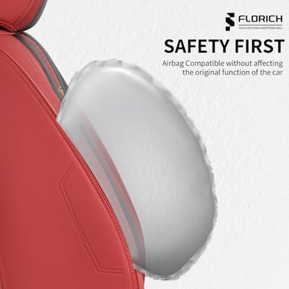 FLORICH Leather Seat Covers, Front Seat Covers, 2 Pack Seat Covers for Cars, Black and Red Car Seat Cushions Waterproof Automotive Driver Seat Covers Fit for Most Cars SUV Trucks - Image 4