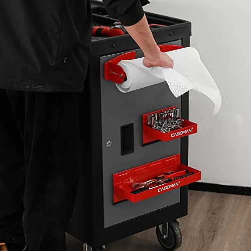 CASOMAN 4PCS Red Magnetic Toolbox Shelf, Tray, Paper Towel Holder, Variety of Use, Durable, Magnets Any Metal Surface - Image 7