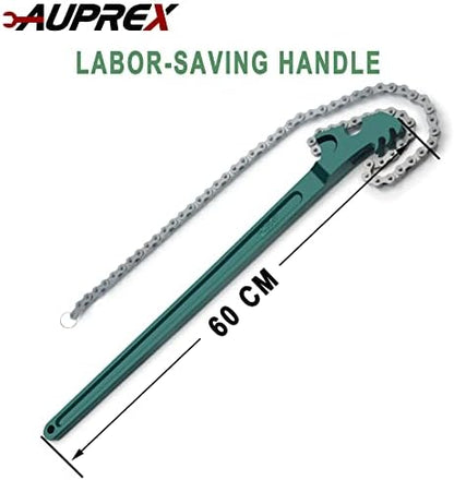 AUPREX 24 Inch Heavy Duty Chain Oil Filter Wrench, Adjustable Long Handle Tool Fits Max 12.6 Inch Diameter - Image 5