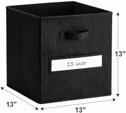 Storage Bins,13" Cube Storage Bin with Labels,10pcs,Black - Image 3
