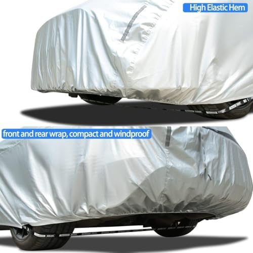 Tecoom Hard Shell Car Cover Waterproof UV-Proof Windproof for All Weather Indoor Outdoor Without Door Zipper & Mirror Pockets Fit 173-182 Inches Length Coupe/Convertible/Sport Car - Image 3