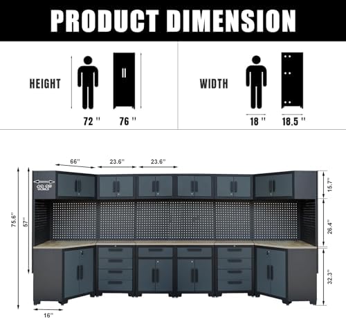 Garage Storage Cabinet System, 2×8Pcs, Black and Grey - Image 3