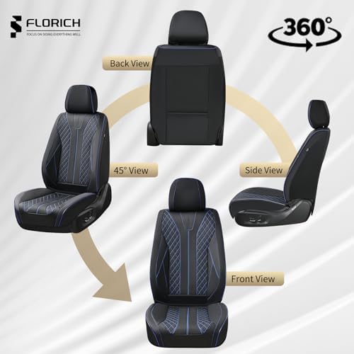 FLORICH Automotive Car Seat Covers Front Seat, Leather Car Seat Cover 2 Pack Waterproof Front Seat Covers Full Coverage Driver Seat Protector Universal Fit for Most Cars SUV Trucks, Black&Blue Line - Image 6
