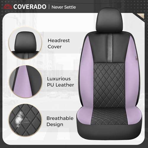 Coverado Car Seat Covers Full Set, Automotive Leather Seat Covers for Car，Universal Fit Front Back Seat Cover, Non-Slip Waterproof Breathable Car Seat Protector - Image 4
