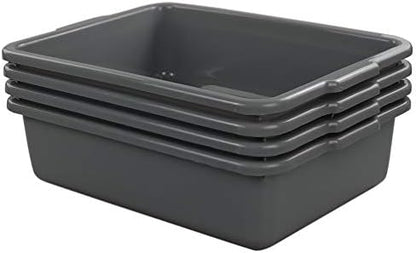 4-Pack Bus Tubs, Commercial Tote Box, Plastic Bus Box (13 L), Grey - Image 4