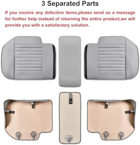 Back Seat Covers, Rear Seat Cushions, Auto Bench Protector with Breathable PU Leather and Non-Slip Bottom Universal for 4 Season (Gray, 61" x 20. 5") - Image 5