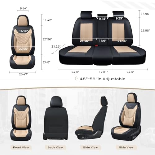 Coverado Car Seat Covers with Lumbar Support, Front Covers for Cars, Universal Automotive Seat Cover, Waterproof, Leather Car Seat Cushion, Interior Seat Protectors for Most Cars - Image 6