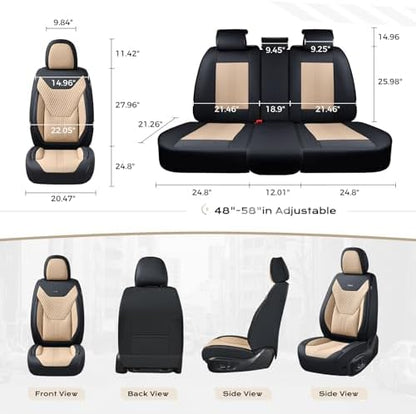 Coverado Car Seat Covers with Lumbar Support, Front Covers for Cars, Universal Automotive Seat Cover, Waterproof, Leather Car Seat Cushion, Interior Seat Protectors for Most Cars - Image 6