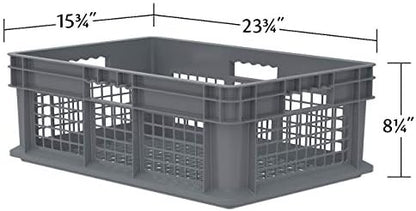 Akro-Mils 37678 Plastic Straight Wall Container Tote with Mesh Sides and Solid Base, (24-Inch x 16-Inch x 8-Inch), Gray, (4-Pack) - Image 5