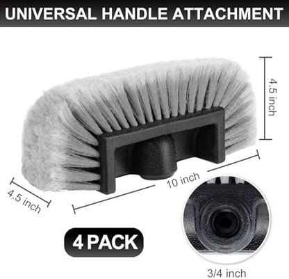 Vesici 4 Pcs Car Wash Brush Head with Soft Detailing Bristle Flow Thru Car Cleaning Brush Exterior Cars Wash Equipment for Auto Truck RV Boat Camper Washing, 10 Inch (Grey) - Image 2