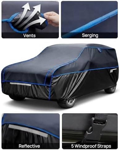 JOYTUTUS Hail Protector Car Cover for SUV (182-191 in), Thick EVA Padded Anti-Hail Cover, Waterproof All Weather Hail Protection Car Cover - Image 5