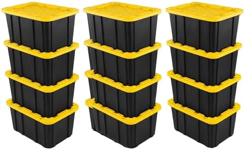 Sterilite Industrial Storage Tote with Lids for Garage, 27 Gallon, 12-Pack by Sterilite