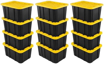 Sterilite Industrial Storage Tote with Lids for Garage, 27 Gallon, 12-Pack by Sterilite