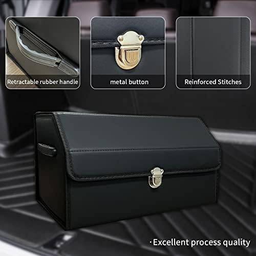 Trunk Organizer for Car,Trunk Organizer for SUV & Sedan,With Lid,Multi-Functional,Foldable Cargo Stotage Box - Black - Small - Image 3