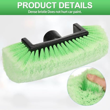 Vesici 8 Pcs Car Wash Brush Head with Soft Detailing Bristle Flow Thru Car Cleaning Brush Exterior Cars Wash Equipment for Auto Truck RV Boat Camper Washing, 10 Inch (Green) - Image 3