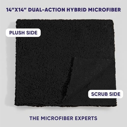 Microfiber Wholesale Pronto Cloths, Dual-Sided Microfiber Cleaning Towels, Soft Plush & Scrub Cloths for Dusting, Scrubbing, Kitchen, Windows & Car Detailing, Absorbent Bulk 300-Pack Black - Image 2