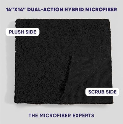 Microfiber Wholesale Pronto Cloths, Dual-Sided Microfiber Cleaning Towels, Soft Plush & Scrub Cloths for Dusting, Scrubbing, Kitchen, Windows & Car Detailing, Absorbent Bulk 300-Pack Black - Image 2