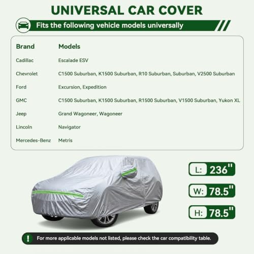 AUQDD 6-Layers Premium SUV Car Cover Waterproof All Weather Weatherproof UV Sun Protection Snow Dust Storm Resistant Outdoor Exterior Custom Form-Fit Full Padded Car Cover with Straps 214-232 K11… - Image 2